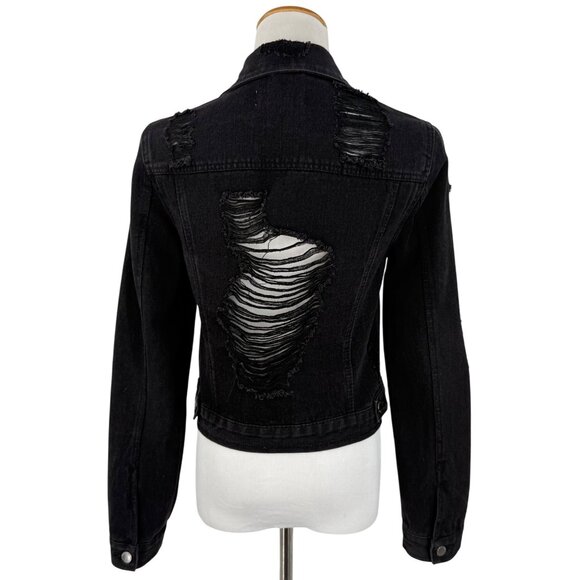 Buckle Jackets & Blazers - Cisono Black Distressed Button Front Jean Denim Jacket EMO Punk Steampunk Casual